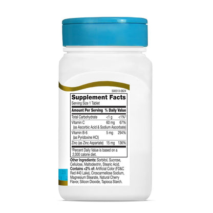 21st Century Zink Kaubonbon mit Vitamin C & B6 - Kirsche, 90 Stück