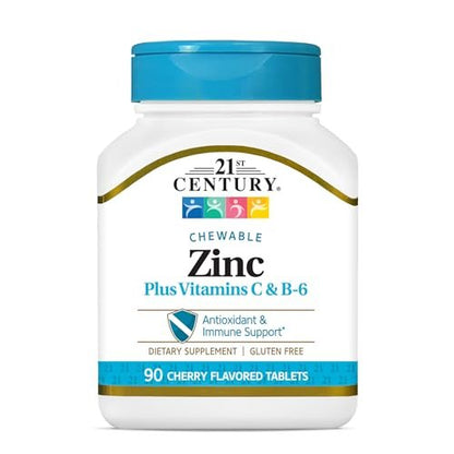 21st Century Zink Kaubonbon mit Vitamin C & B6 - Kirsche, 90 Stück