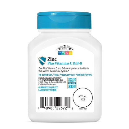 21st Century Zink Kaubonbon mit Vitamin C & B6 - Kirsche, 90 Stück