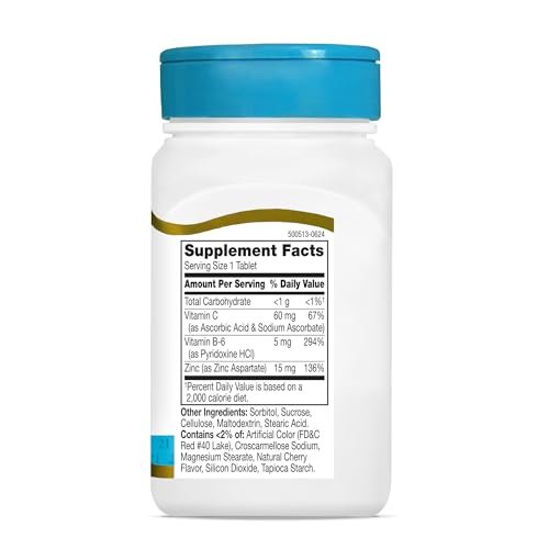 21st Century Zink Kaubonbon mit Vitamin C & B6 - Kirsche, 90 Stück