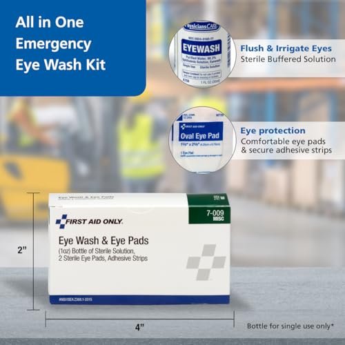 Erste Hilfe Augen-Spülset mit 5 Teilen – Oval-Augenpflaster, Pflasterstreifen & Notfall-Augenspülung