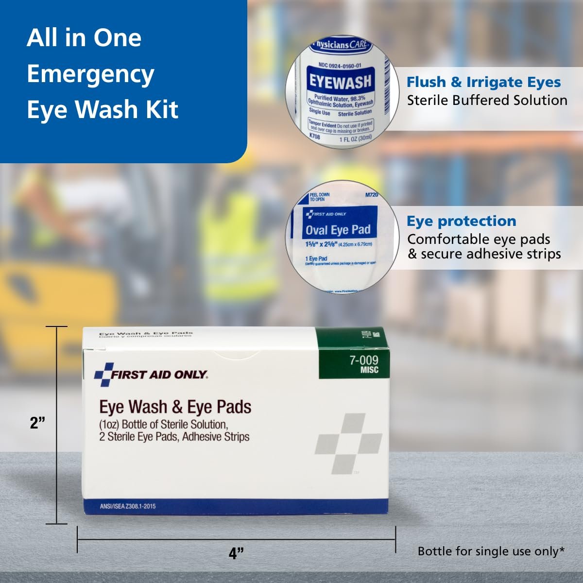 Erste Hilfe Augen-Spülset mit 5 Teilen – Oval-Augenpflaster, Pflasterstreifen & Notfall-Augenspülung