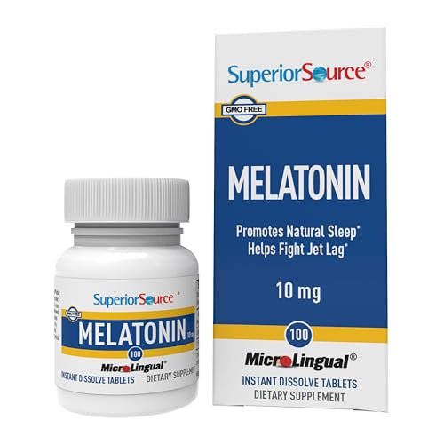 Superior Source Melatonin 10 mg – Gesunder Schlaf-Komplex für Erwachsene mit Kamille – 100 sublinguale Schmelztabletten