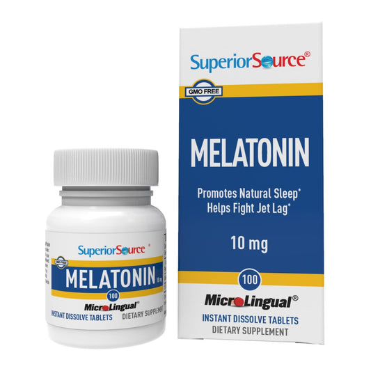 Superior Source Melatonin 10 mg – Gesunder Schlaf-Komplex für Erwachsene mit Kamille – 100 sublinguale Schmelztabletten