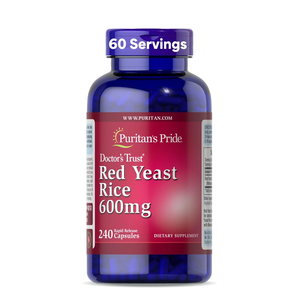 Puritan's Pride Doctors Trust® Rote Hefe Reis 600 mg – 240 Kapseln, Nahrungsergänzungsmittel