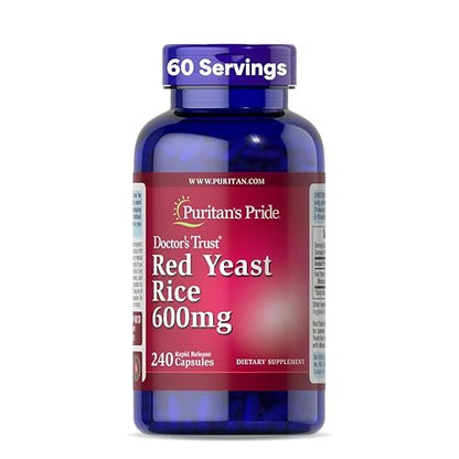 Puritan's Pride Doctors Trust® Rote Hefe Reis 600 mg – 240 Kapseln, Nahrungsergänzungsmittel