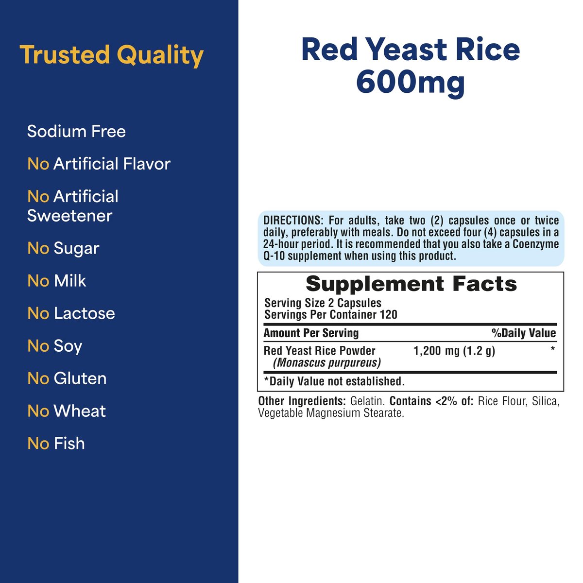 Puritan's Pride Doctors Trust® Rote Hefe Reis 600 mg – 240 Kapseln, Nahrungsergänzungsmittel