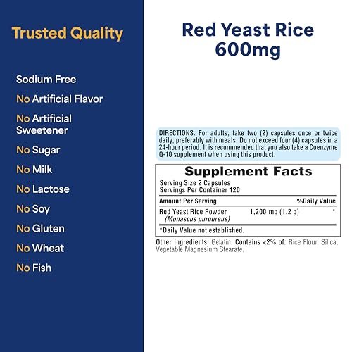 Puritan's Pride Doctors Trust® Rote Hefe Reis 600 mg – 240 Kapseln, Nahrungsergänzungsmittel