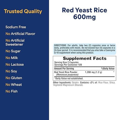Puritan's Pride Doctors Trust® Rote Hefe Reis 600 mg – 240 Kapseln, Nahrungsergänzungsmittel