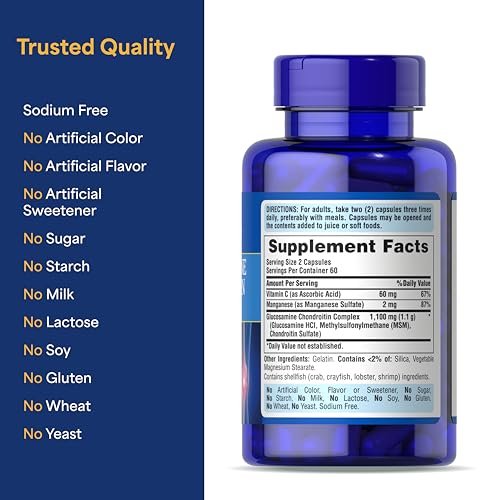 Puritan's Pride Glucosamin Chondroitin Komplex für Männer und Frauen – Nahrungsergänzungsmittel für die Gelenkgesundheit, 120 Kapseln mit schneller Freisetzung