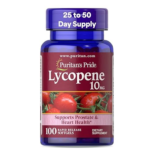 Puritan's Pride Premium Lycopene 10 mg – Nahrungsergänzungsmittel für Prostata-, Herz- und Antioxidantien-Unterstützung, 100 Softgels