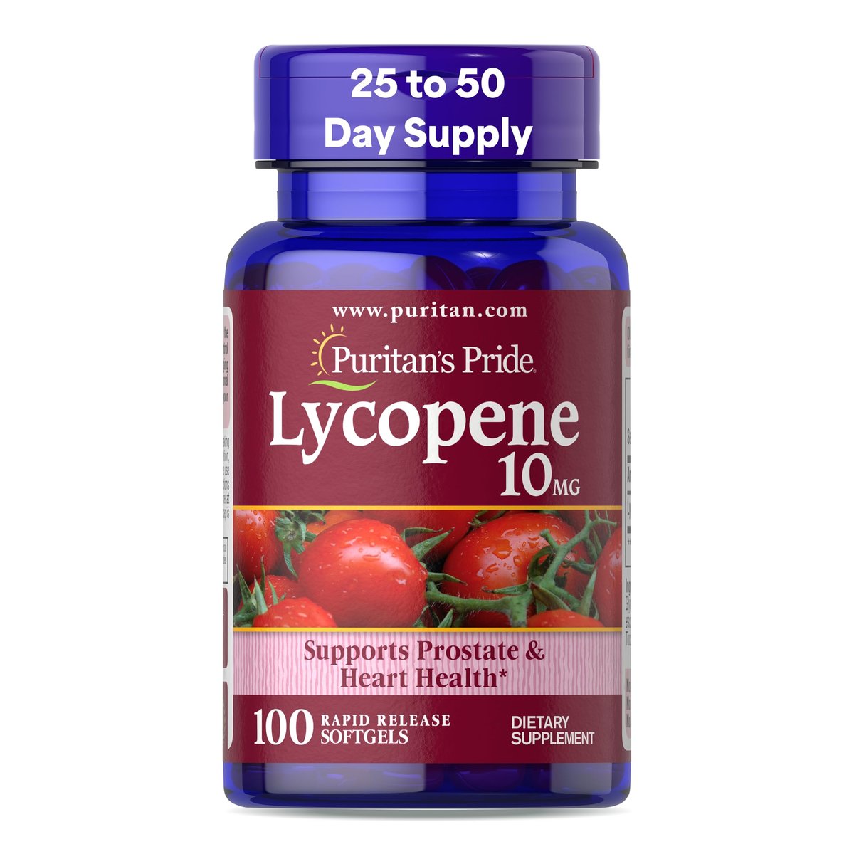 Puritan's Pride Premium Lycopene 10 mg – Nahrungsergänzungsmittel für Prostata-, Herz- und Antioxidantien-Unterstützung, 100 Softgels