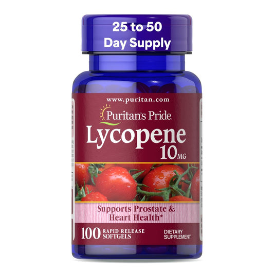 Puritan's Pride Premium Lycopene 10 mg – Nahrungsergänzungsmittel für Prostata-, Herz- und Antioxidantien-Unterstützung, 100 Softgels