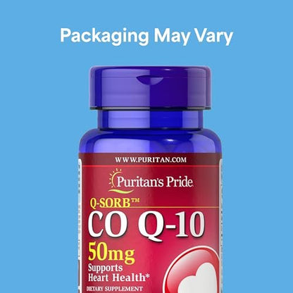 Puritan's Pride Coenzym Q10 50 mg – 100 Weichkapseln für Herzgesundheit, Blutdruck, Mundgesundheit und gesundes Altern
