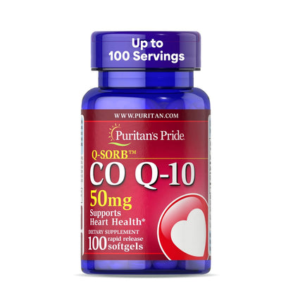 Puritan's Pride Coenzym Q10 50 mg – 100 Weichkapseln für Herzgesundheit, Blutdruck, Mundgesundheit und gesundes Altern