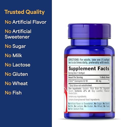 Puritan's Pride Coenzym Q10 50 mg – 100 Weichkapseln für Herzgesundheit, Blutdruck, Mundgesundheit und gesundes Altern