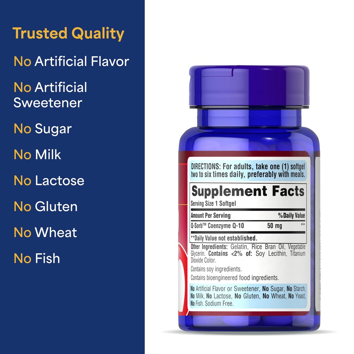 Puritan's Pride Coenzym Q10 50 mg – 100 Weichkapseln für Herzgesundheit, Blutdruck, Mundgesundheit und gesundes Altern
