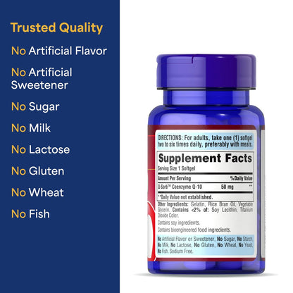 Puritan's Pride Coenzym Q10 50 mg – 100 Weichkapseln für Herzgesundheit, Blutdruck, Mundgesundheit und gesundes Altern