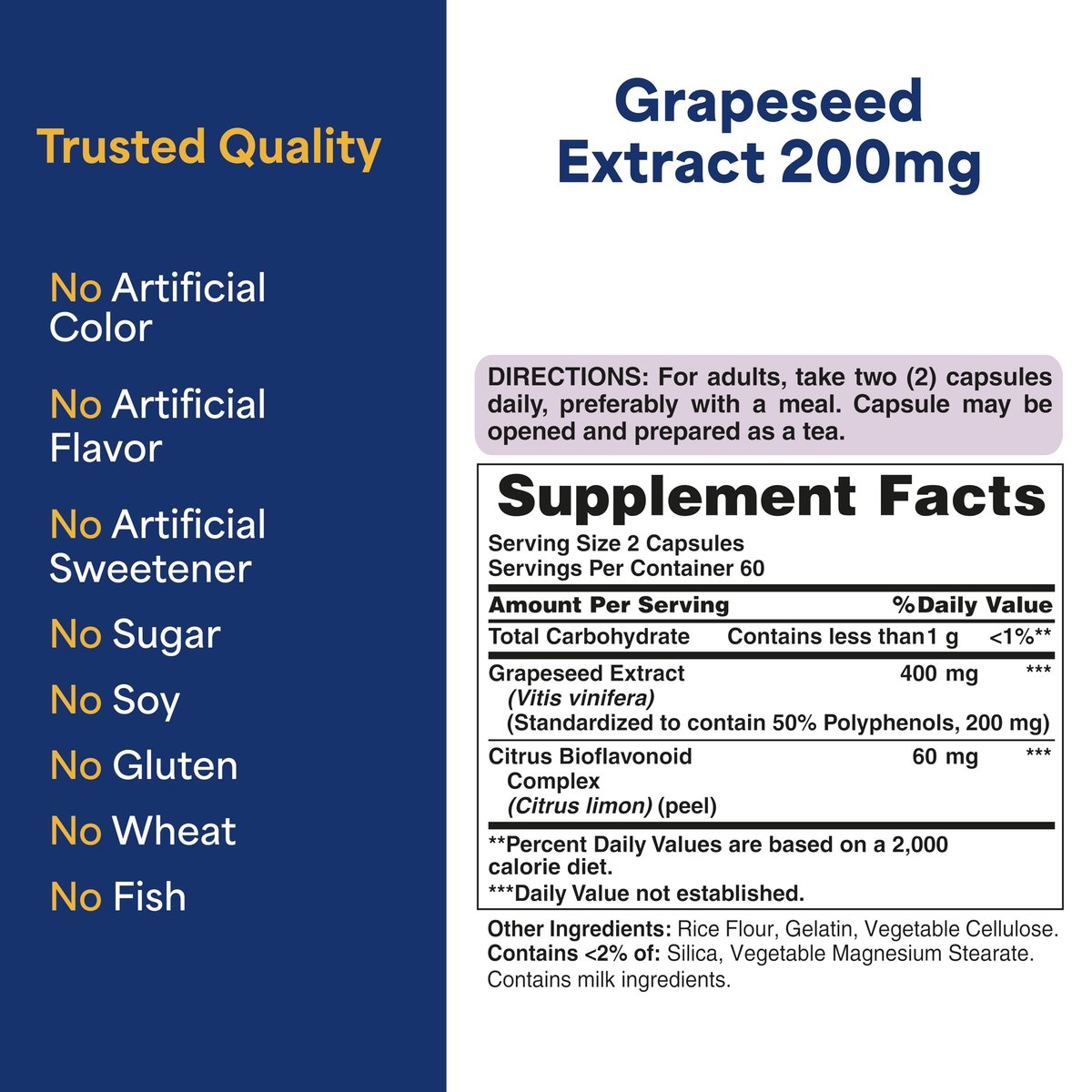 Puritan's Pride Traubenextrakt 200 mg – Nahrungsergänzungsmittel für Antioxidantien- und Herzunterstützung, 2-Monats-Vorrat, 120 Kapseln mit schneller Freisetzung