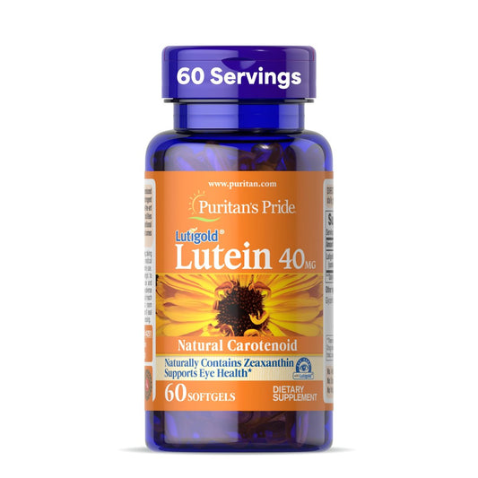 Puritan's Pride Premium Lutigold™ Lutein Carotinoid 40 mg mit Zeaxanthin für Männer und Frauen, Nahrungsergänzungsmittel zur Unterstützung der Augengesundheit, 2-Monats-Vorrat, 60 leicht schluckbare Weichkapseln
