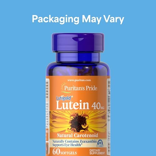 Puritan's Pride Premium Lutigold™ Lutein Carotinoid 40 mg mit Zeaxanthin für Männer und Frauen, Nahrungsergänzungsmittel zur Unterstützung der Augengesundheit, 2-Monats-Vorrat, 60 leicht schluckbare Weichkapseln