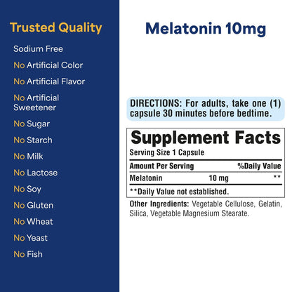 Puritan's Pride Premium Super Strength Melatonin 10mg - Schlafhilfe für erholsamen und längeren Schlaf, 4-Monats-Vorrat, 120 Kapseln