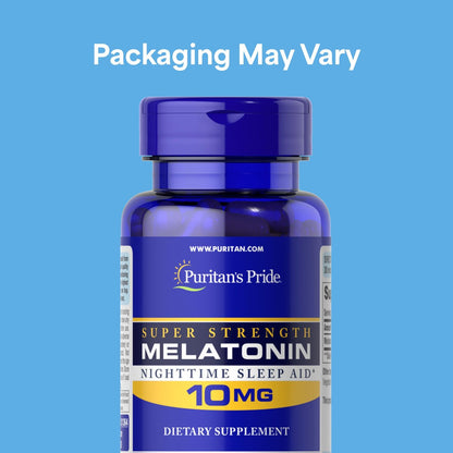 Puritan's Pride Premium Super Strength Melatonin 10mg - Schlafhilfe für erholsamen und längeren Schlaf, 4-Monats-Vorrat, 120 Kapseln