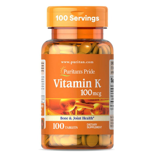 Puritan's Pride Premium Vitamin K 100mcg – Nahrungsergänzungsmittel für Knochen-, Gelenk- und Blutgerinnungsunterstützung, 100 Tabletten (100 Tage Versorgung)