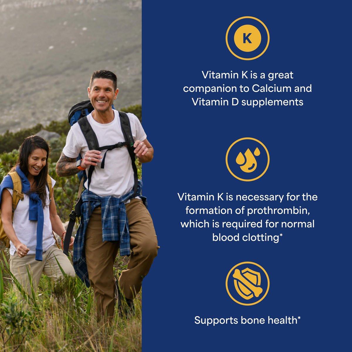 Puritan's Pride Premium Vitamin K 100mcg – Nahrungsergänzungsmittel für Knochen-, Gelenk- und Blutgerinnungsunterstützung, 100 Tabletten (100 Tage Versorgung)