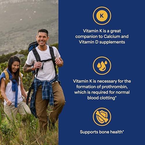 Puritan's Pride Premium Vitamin K 100mcg – Nahrungsergänzungsmittel für Knochen-, Gelenk- und Blutgerinnungsunterstützung, 100 Tabletten (100 Tage Versorgung)
