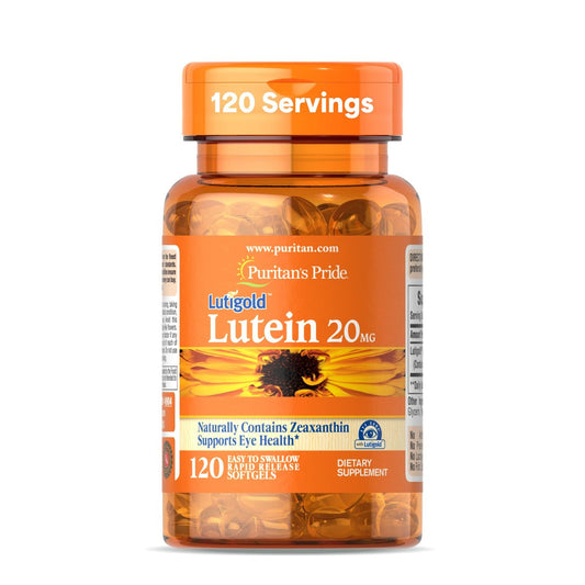 Puritan's Pride Premium Lutigold™ Lutein Carotinoid 20 mg mit Zeaxanthin für Männer und Frauen, Nahrungsergänzungsmittel zur Unterstützung der Augengesundheit, 8-Monats-Vorrat, 120 leicht schluckbare Weichkapseln
