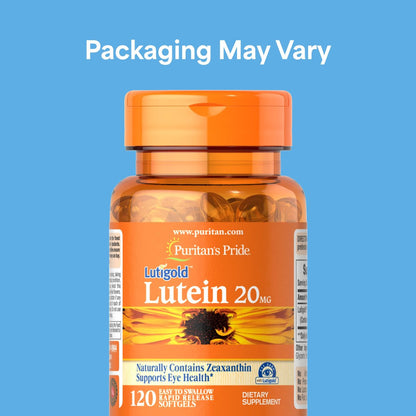 Puritan's Pride Premium Lutigold™ Lutein Carotinoid 20 mg mit Zeaxanthin für Männer und Frauen, Nahrungsergänzungsmittel zur Unterstützung der Augengesundheit, 8-Monats-Vorrat, 120 leicht schluckbare Weichkapseln