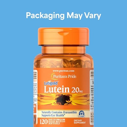 Puritan's Pride Premium Lutigold™ Lutein Carotinoid 20 mg mit Zeaxanthin für Männer und Frauen, Nahrungsergänzungsmittel zur Unterstützung der Augengesundheit, 8-Monats-Vorrat, 120 leicht schluckbare Weichkapseln