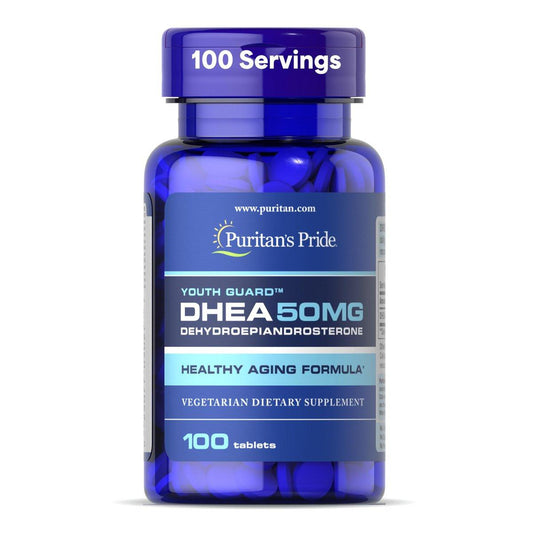 Puritan's Pride Youth Guard™ DHEA 50 mg – Nahrungsergänzungsmittel für gesundes Altern, 100 Tabletten (3-Monats-Vorrat)