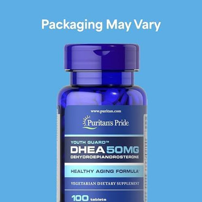 Puritan's Pride Youth Guard™ DHEA 50 mg – Nahrungsergänzungsmittel für gesundes Altern, 100 Tabletten (3-Monats-Vorrat)