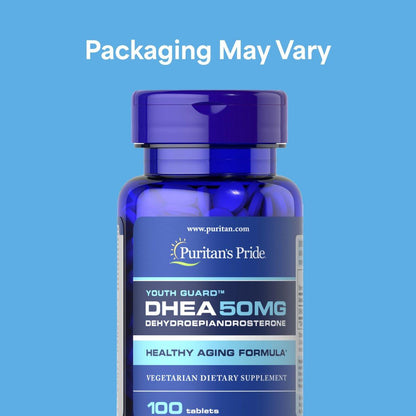 Puritan's Pride Youth Guard™ DHEA 50 mg – Nahrungsergänzungsmittel für gesundes Altern, 100 Tabletten (3-Monats-Vorrat)