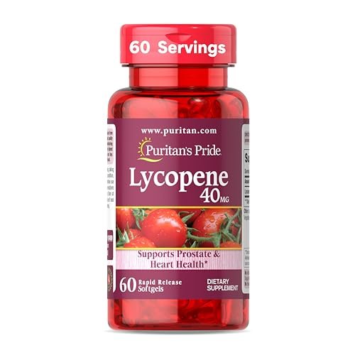 Puritan's Pride Premium Lycopene 40mg – Nahrungsergänzungsmittel für Prostata-, Antioxidans-, Herz- und allgemeine Gesundheit, 60 Kapseln, 2-Monats-Vorrat