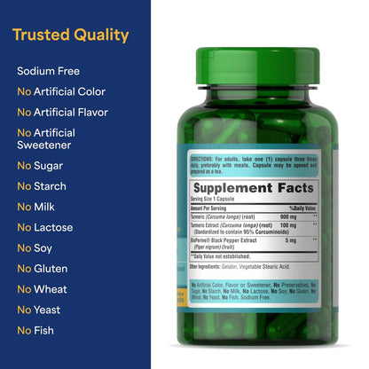 Puritan's Pride Kurkuma Curcumin 1.000 mg, standardisiert auf 95 % Curcuminoide, pflanzliches Nahrungsergänzungsmittel für antioxidative Gesundheit, 60 Kapseln