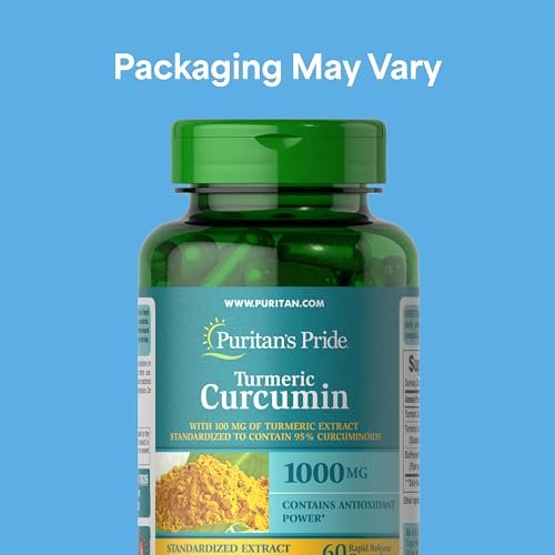 Puritan's Pride Kurkuma Curcumin 1.000 mg, standardisiert auf 95 % Curcuminoide, pflanzliches Nahrungsergänzungsmittel für antioxidative Gesundheit, 60 Kapseln