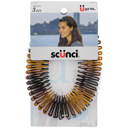 Scunci Effortless Beauty Stretch Haarspangen – Schildpatt, Cremeweiß und Schwarz – 3er-Pack