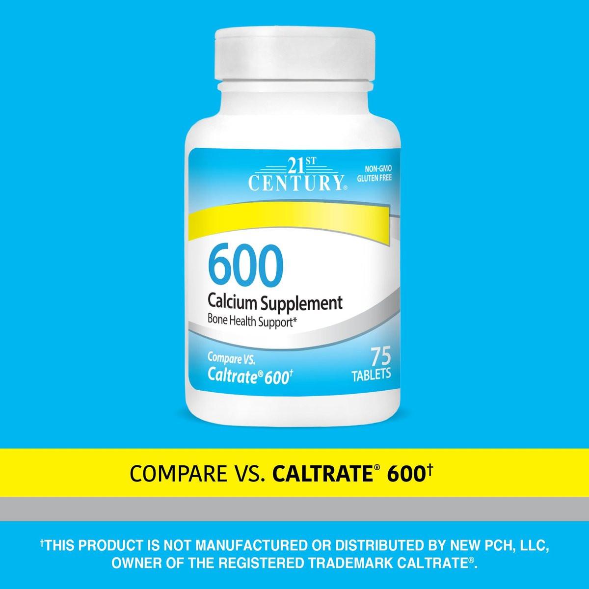 21st Century Calcium 600 mg Nahrungsergänzungsmittel (75 Tabletten) – Vegan-freundliches Knochenstärkungs-Calcium, Non-GMO & glutenfrei, ohne künstliche Aromen, geeignet für Männer & Frauen