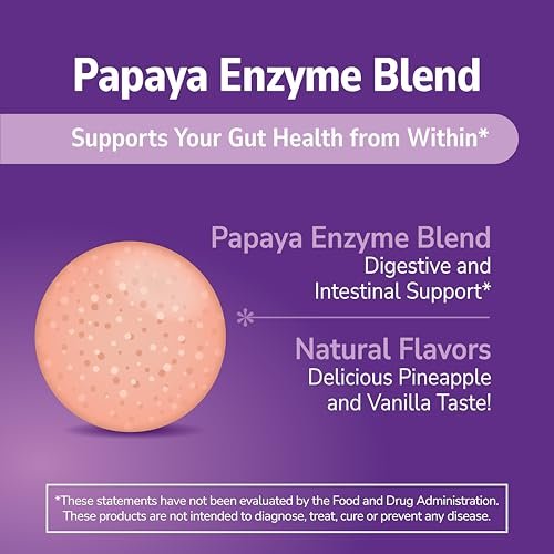 21st Century Papaya Enzym Kautabletten (100 Stück) – Verdauungsenzyme mit Papaya & Ananas für die Darmgesundheit, tropischer Geschmack, Non-GMO, glutenfrei, ohne zugesetztes Salz, künstliche Aromen