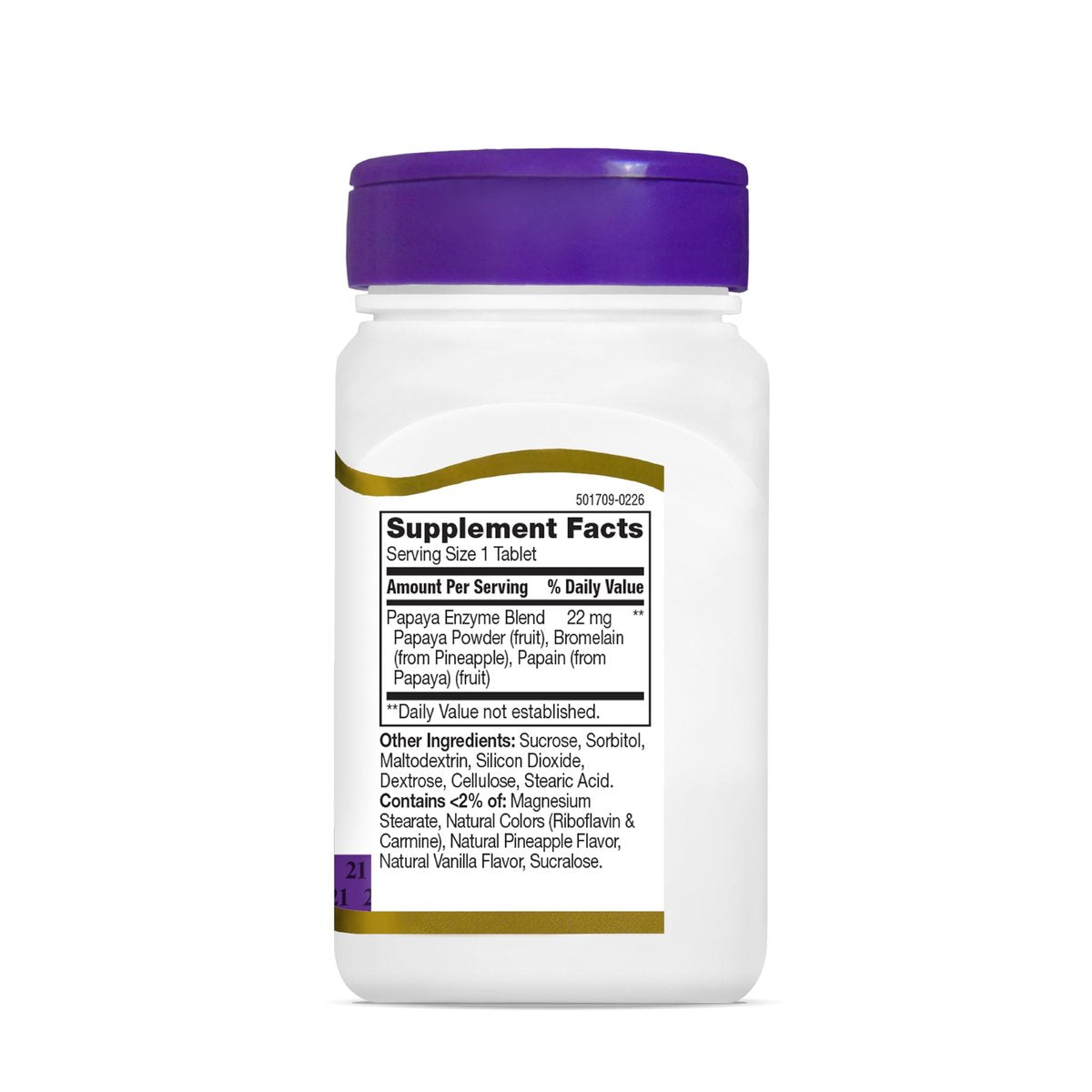 21st Century Papaya Enzym Kautabletten (100 Stück) – Verdauungsenzyme mit Papaya & Ananas für die Darmgesundheit, tropischer Geschmack, Non-GMO, glutenfrei, ohne zugesetztes Salz, künstliche Aromen