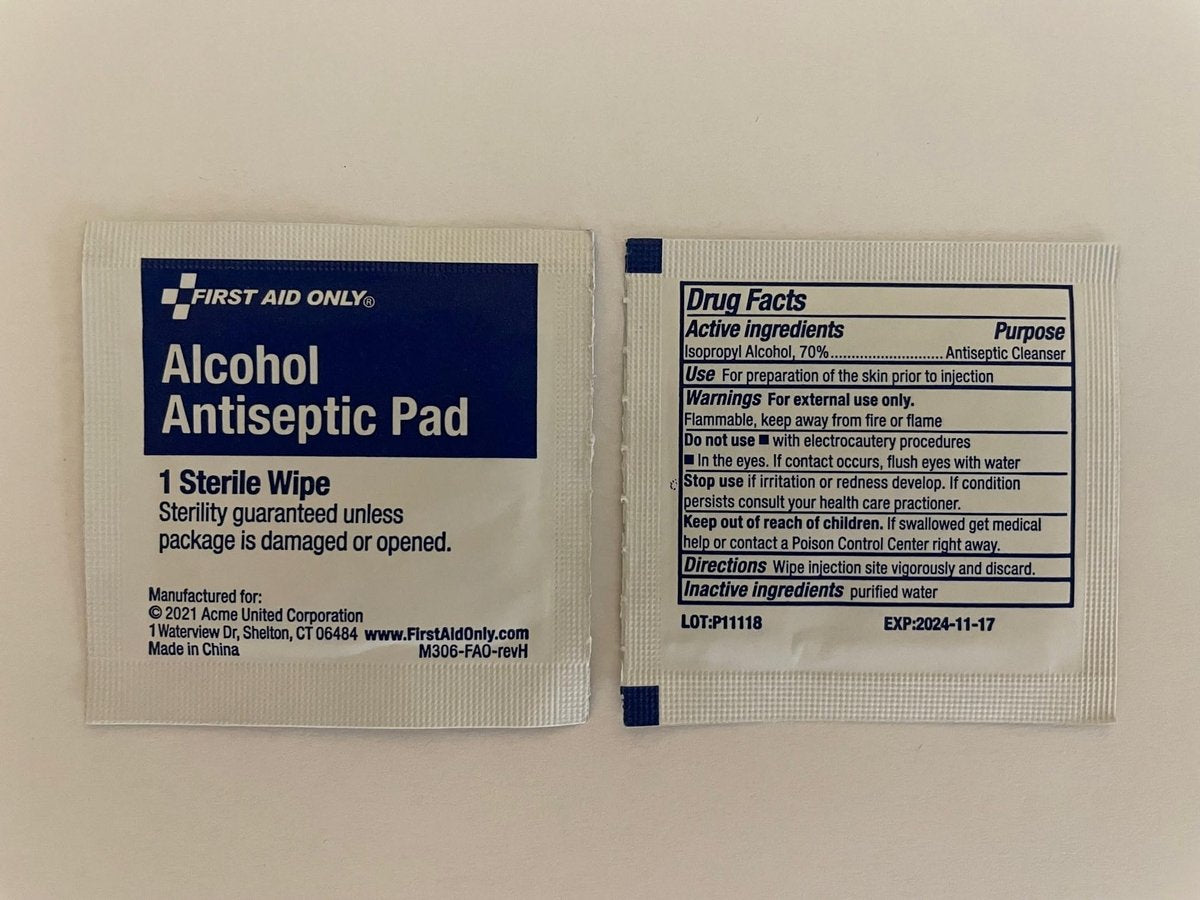 First Aid Only Alkoholtupfer, einzeln verpackt, 100 Stück pro Box