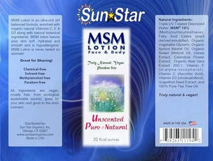 MSM Natural Pure & Natural Lotion – 32 oz – Feuchtigkeitsspendende Körperlotion mit MSM