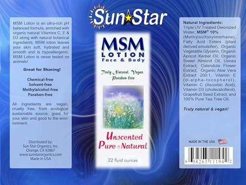 MSM Natural Pure & Natural Lotion – 32 oz – Feuchtigkeitsspendende Körperlotion mit MSM