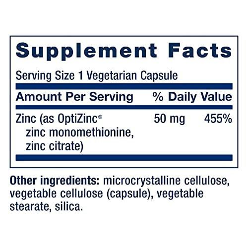 Life Extension Zinc Caps – 50 mg Zinkcitrat, Immunsystem Unterstützung, Hoch bioverfügbar, Vegetarisch, Nicht-GVO, Glutenfrei, 90 Kapseln
