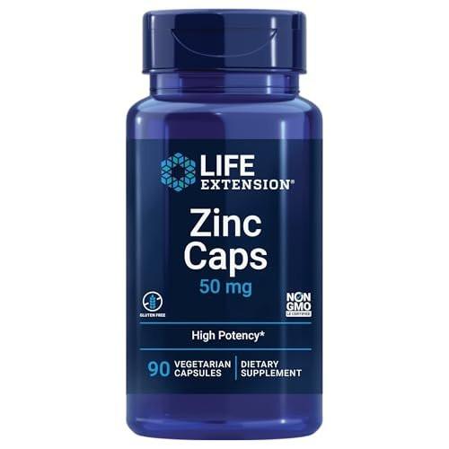 Life Extension Zinc Caps – 50 mg Zinkcitrat, Immunsystem Unterstützung, Hoch bioverfügbar, Vegetarisch, Nicht-GVO, Glutenfrei, 90 Kapseln