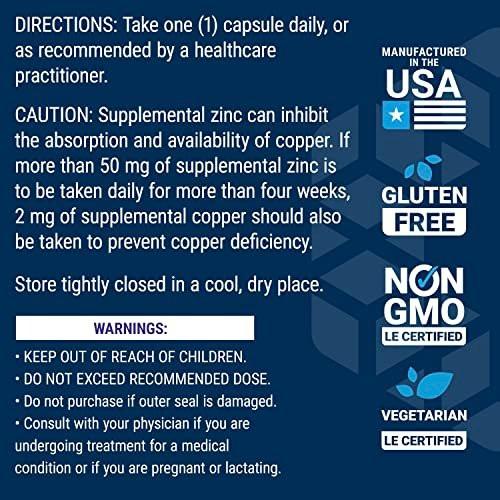 Life Extension Zinc Caps – 50 mg Zinkcitrat, Immunsystem Unterstützung, Hoch bioverfügbar, Vegetarisch, Nicht-GVO, Glutenfrei, 90 Kapseln