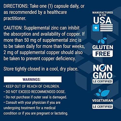 Life Extension Zinc Caps – 50 mg Zinkcitrat, Immunsystem Unterstützung, Hoch bioverfügbar, Vegetarisch, Nicht-GVO, Glutenfrei, 90 Kapseln